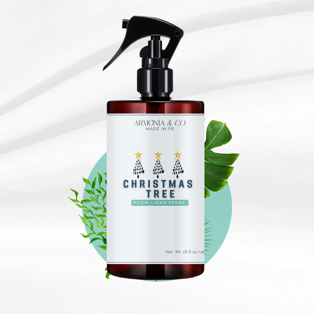 Spray para habitaciones y ropa de cama de árbol de Navidad