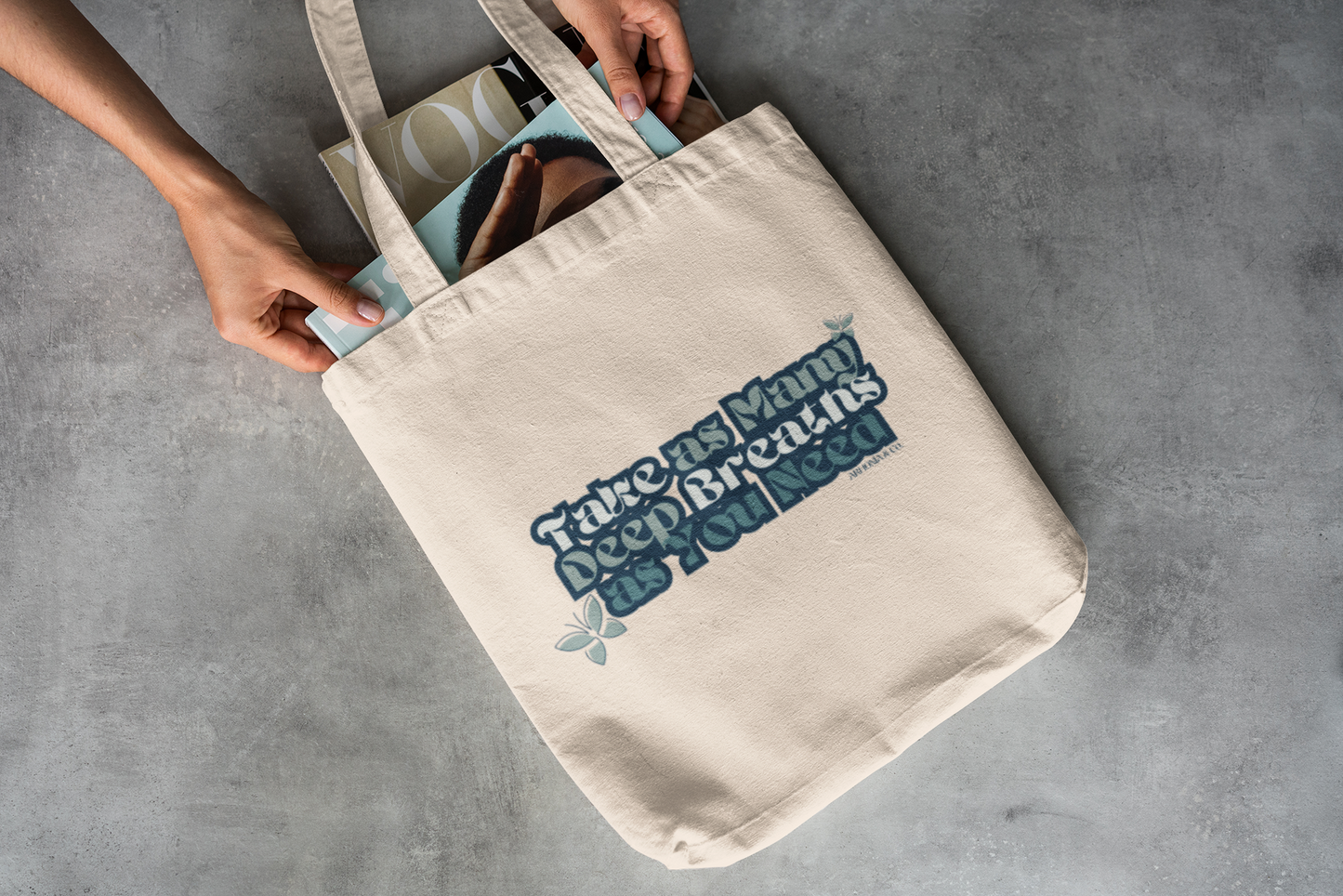 Many Deep Breaths Tote Bag